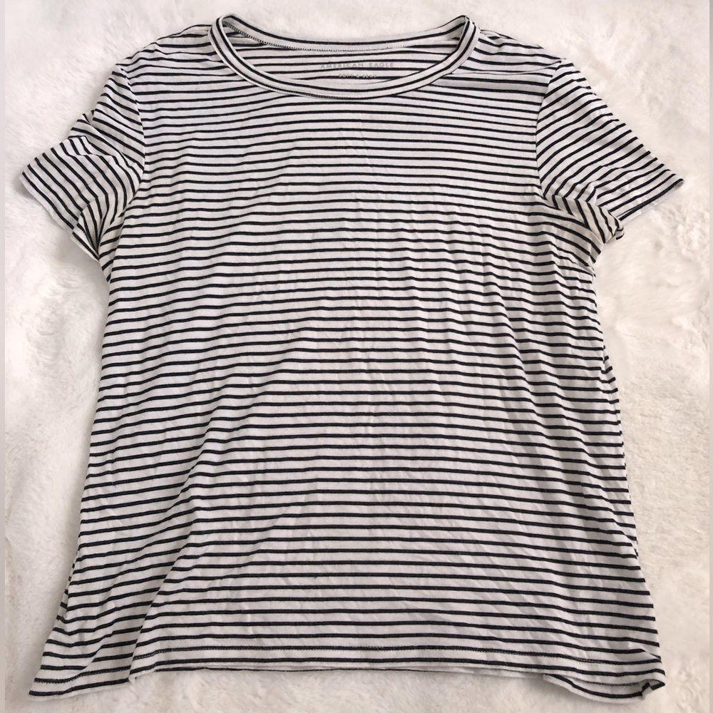 American Eagle Outfitters Soft & Sexy Black and White Striped Tee Shirt